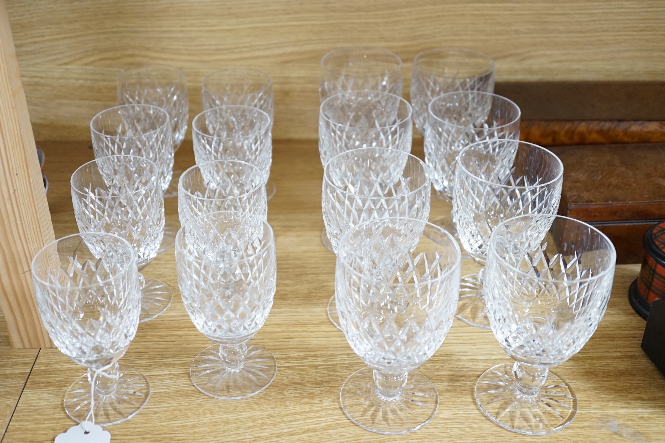 Sixteen Waterford 'Colleen' crystal glasses, tallest 13cms high